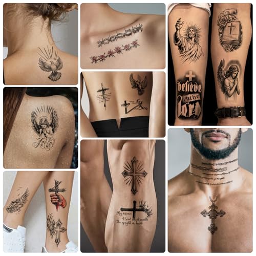 Christian Temporary Tattoos - 77 Sheets Religious Jesus Christ Cross