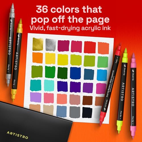 ARTISTRO 36 Acrylic Paint Markers - Dual Tip Paint Pens for Art