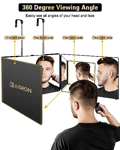 JUSRON 360° Self Hair Cutting Mirror - HD Anti-Fog Glass
