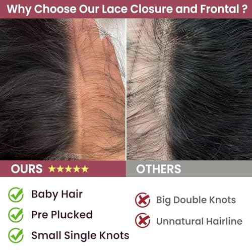 13x4 Lace Frontal, 0.12mm Ultra-Thin Transparent Swiss HD Lace Pre Plucked with Baby Hair Silk Soft Straight 12A Brazilian Virgin Human Hair Frontal Closure Free Part Single Knots 12 Inch