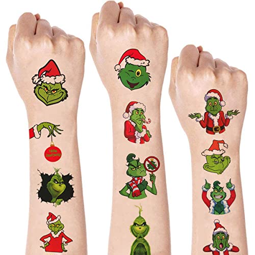 12 Sheet Christmas Temporary Tattoos, Holiday Party Favors