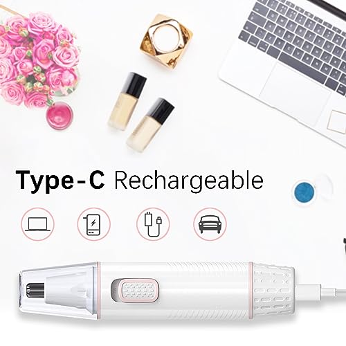 Antomoness Electric Eyebrow Trimmer for Women Hair Remover for Eyebrow Nose Face and Body Hair Removal with LED Light and Lithium-Powered Rechargeable Painless