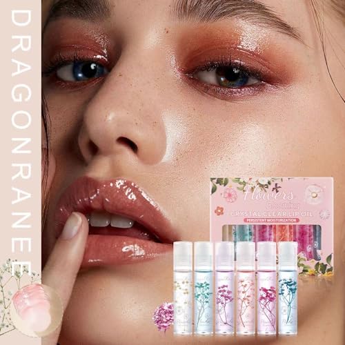 Flower Jelly Lip Oil Set - 6 Pack Rollerball Lip Gloss