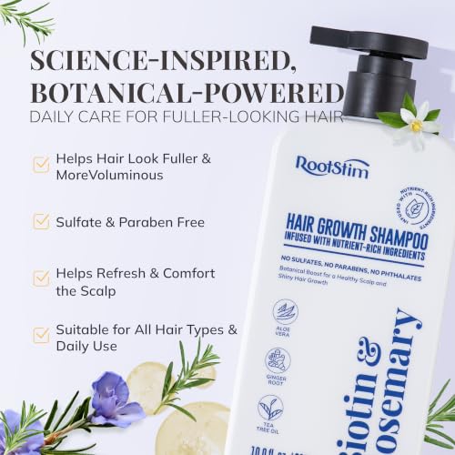 RootStim Biotin & Rosemary Hair Growth Shampoo, Clear 10 Fl Oz