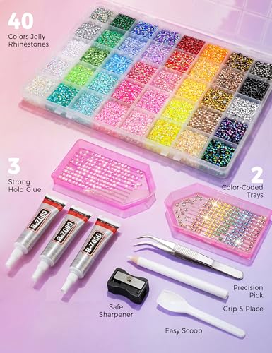 40 Color Rhinestone Bedazzling Kit with B7000 Glue & Tools