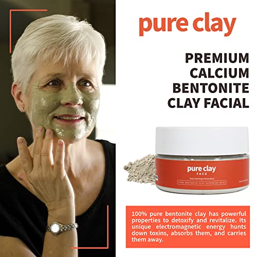 Pure Bentonite Mask, Aztec Indian Healing Clay Inspired Deep Pore Cleanser, Bentonite Food Grade Aztec Clay Mask Facial Treatment for Clarified, Balanced, Healthy Looking Skin