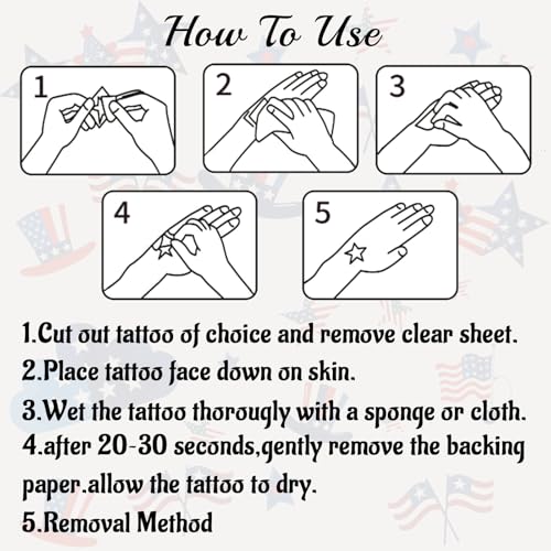 82 PCS Glitter 4th of July Temporary Tattoos American USA Flag Patriotic Fake Tattoo Sticker Red White and Blue Party Supplies for Kids Women Men Memorial Day, Independence Day, Labor Day