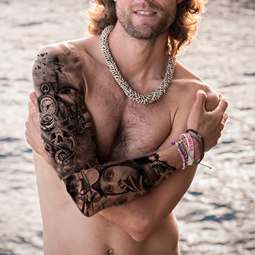 Military Temporary Tattoo Sleeves - 6 Sheets Full Arm
