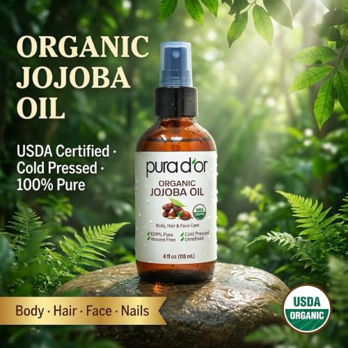 PURA D'OR Organic Jojoba Oil 16.9 oz USDA Certified