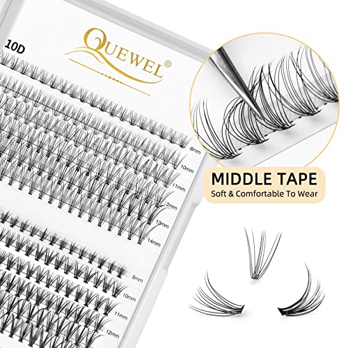 Cluster Lashes 240Pcs Individual Lashes 10D+20D D Curl Mix8-14mm & Black Cluster Eyelash Glue For DIY Eyelash Extensions