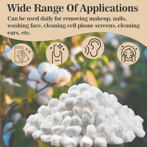 Pure Cotton Balls (100 Count) - Soft & Absorbent for Makeup & Skincare
