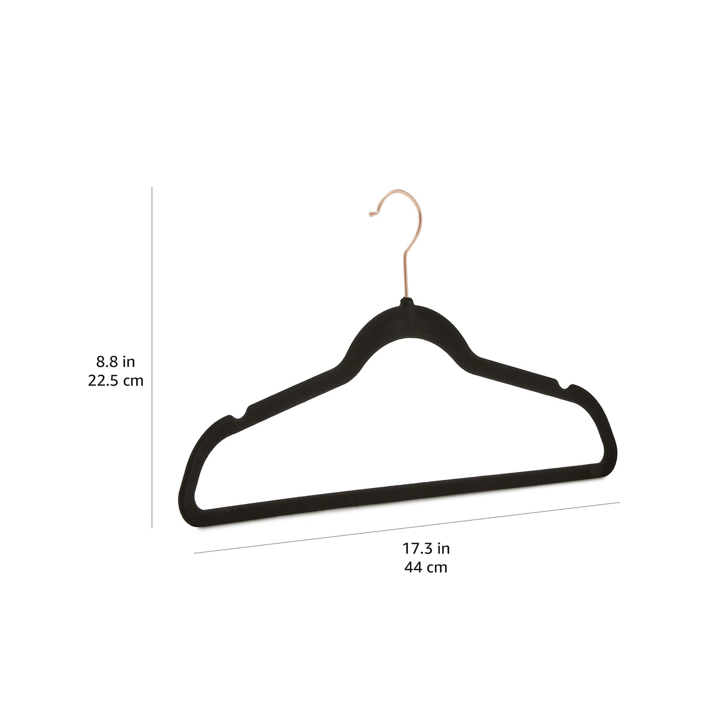 Amazon Basics Slim, Velvet, Non-Slip Suit Clothes Hangers, Black/Rose Gold - Pack of 50