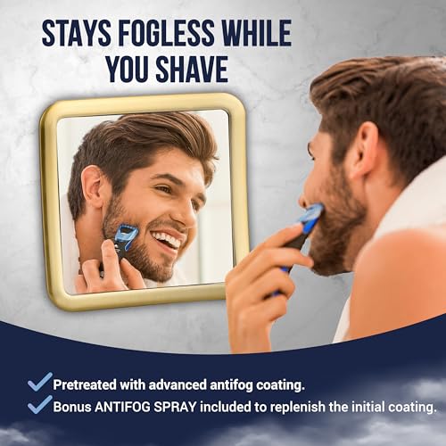 MIRRORVANA Fogless Shower Mirror Gold 6.3" - Anti-Fog Shaving Mirror