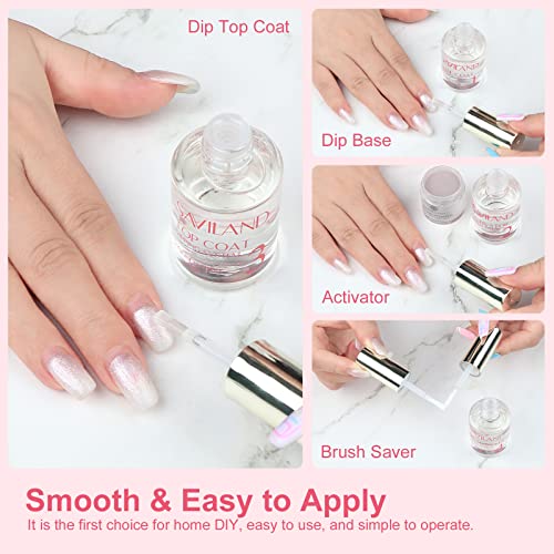 SAVILAND Dip Powder Liquid Set 15 ml/0.5 oz,10 Pcs Base/Top Coat, Activator Brush Saver Acrylic Gel Dip Saviland Acrylic Nail Cutters for Nail Tips: Chameleon Acrylic Nails Clipper