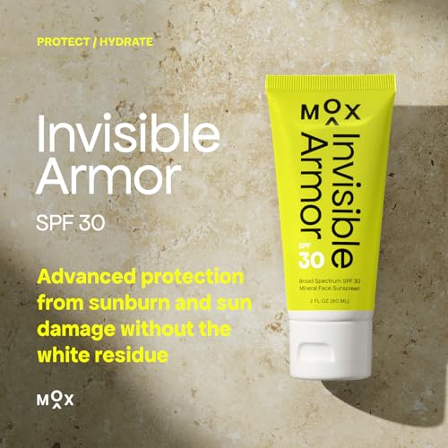 Mox Invisible Armor SPF 30 Sunscreen (2.0 oz) - Daily Mineral Zinc Oxide Sunscreen - Broad Spectrum Sun Protection - Goes On Easy - Rubs in Clear - With Moisturizing Shea Butter and Aloe Vera