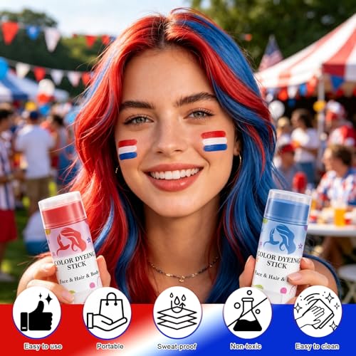 Washable Hair Color Stick - 9 Vibrant Shades for Parties