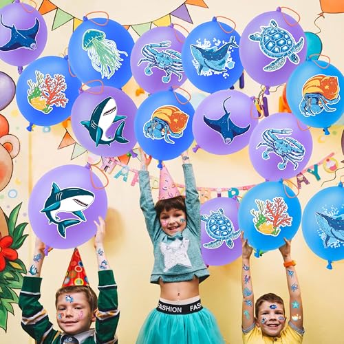 Ocean Party Favors Set - 48 Tattoos & 24 Punch Balloons