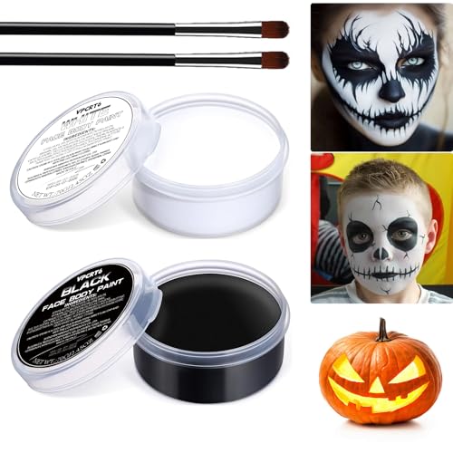 Black White Face Paint Kit for Halloween Makeup & Cosplay