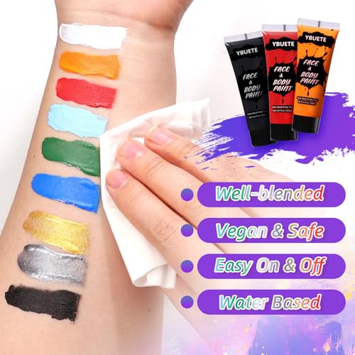 YBUETE 3Pcs Face Body Paint Set - Halloween Costume Party