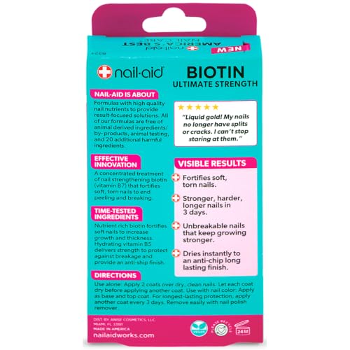 Nail-Aid Biotin Ultimate Strength Nail Treatment 0.55 Fl Oz Pack of 2 Clear