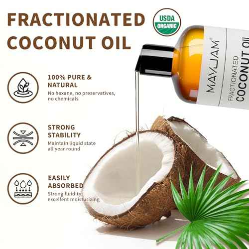 MAYJAM Organic Fractionated Coconut Oils Liquid 16oz, 100% Pure & Natural USDA Certified Cold Pressed Coconut Carrier Oil for Face Skin & Hair Moisturizing, Body Massage Oil for Essential Oils Mixing
