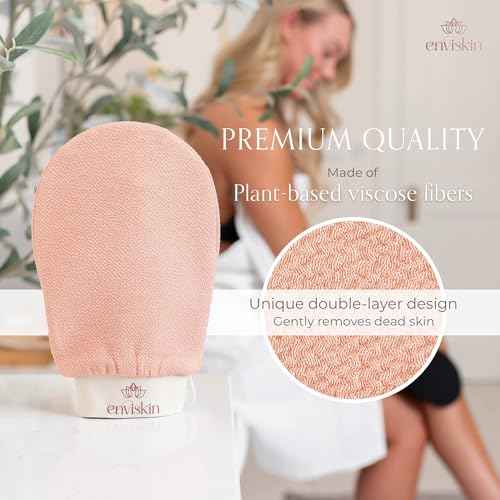Dermaglow Deep Exfoliating Glove - Plant Based Body Exfoliator for Kerotosis Pilaris & Spray Tan Removal -Pink