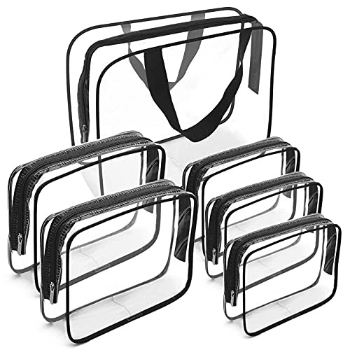 TSA Approved Clear Makeup Bags Set 6 Pcs Cosmetic Travel Organizer
