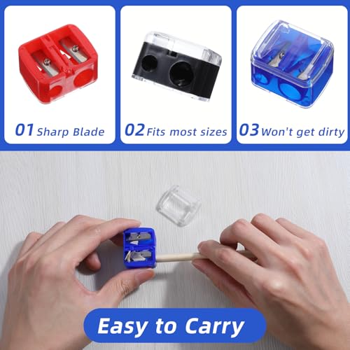 Dual Hole Makeup Pencil Sharpener Set (5 Pack) for Eyeliner & Lip Liner