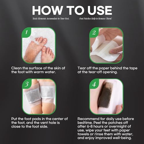 Rantherm Deep Cleansing Bamboo Foot Pads - Herbal Relaxation Patches, 30 Pack