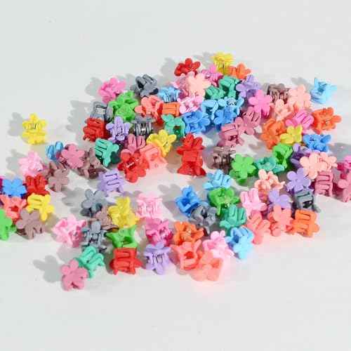 Mini Flower Hair Clip Flower Clips,Colorful Mini Hair Claw,for Women, Girls,Baby, Toddler Bangs Strong Grip Small Tiny Rainbow Hair Clips (50, Matte Colors)