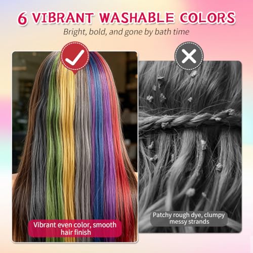 Byhoo Multicolor Temporary Hair Dye Set for Dark Hair - 6PCS