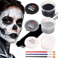 White Black Silver Face Paint Set - Water-Based, Non-Toxic