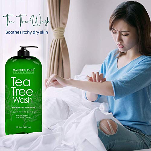 MAJESTIC PURE Tea Tree Body Wash and Tea Tree Face Cream Bundle