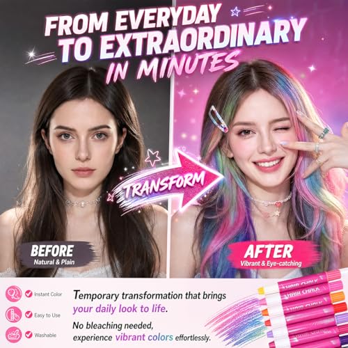 Kpop Hair Chalk 10 Colors - Temporary Washable Hair Dye