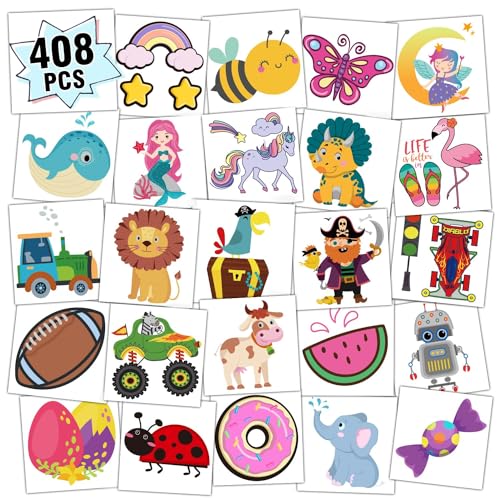 Partywind 408 Temporary Tattoos for Kids Party Favors