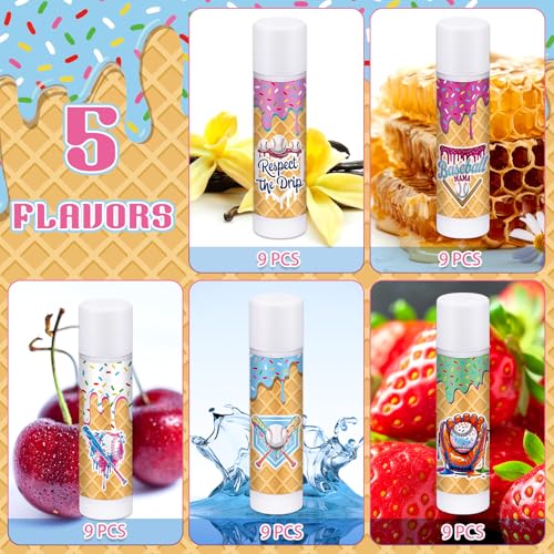 Loopeer 30 Pcs Valentine Ice Cream Drip Baseball Party Favors Gifts Decorations Bulk Ice Cream Drip Lip Balms Sports Baseballs Team Gifts Birthday Party Favors Inspirational Supplies for Teen Adults