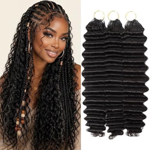 18 Inch Miracle Invisible Knots Human Crochet Hair - 100% Human Hair, Deep Wave, Pre-Looped, 170g