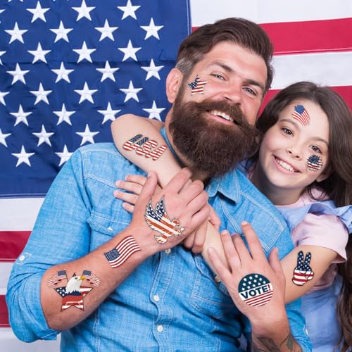 240 Pcs 4th of July Temporary Tattoos for Kids - Waterproof, Safe