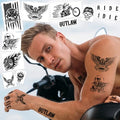 Biker Temporary Tattoo Kit – 11 Realistic Face & Body Tattoos