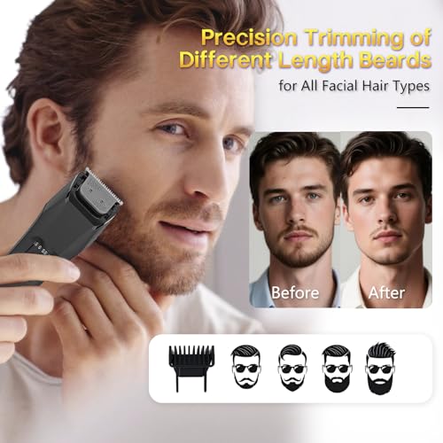Beatslm Men's Beard Trimmer - 20 Length Settings, IPX7 Waterproof