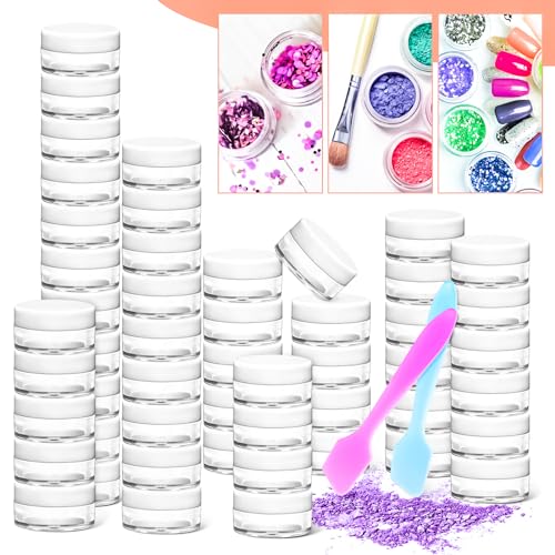 100-Pack 5g Clear Plastic Jars with Lids for Cosmetics & Samples