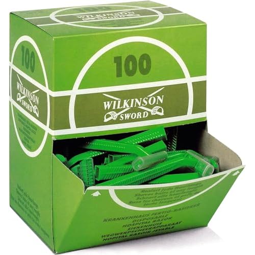 Wilkinson Hospital Disposable Razor, 100 ct, Green, Alloy Steel, Unisex
