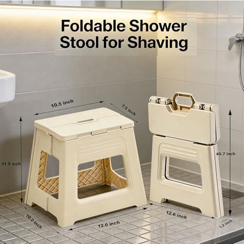 Foldable Shower Stool for Shaving Legs, 11.9" Anti-Slip Foot Rest