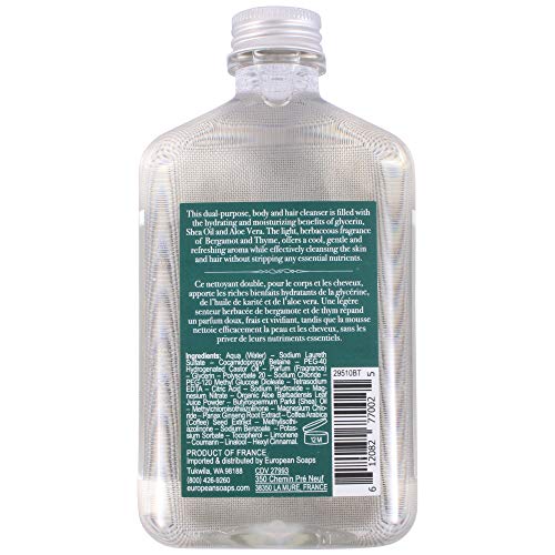 Pre de Provence Bergamot & Thyme Men's Fragrance Collection, Hair & Body Wash, 250 ML