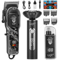 Hair Clippers for Men with LED Power Display, 3-Piece Professional Grooming Kit with Magnetic Attachment Shaver & Nose Trimmer, Complete Cordless Rechargeable Barber Set for Home (Black)