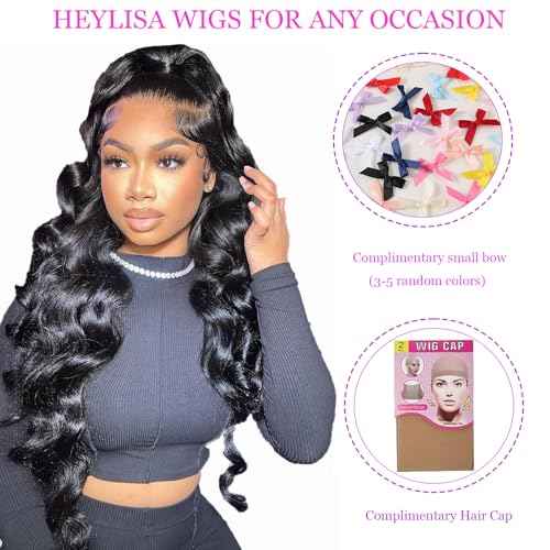 30 Inch 13x6 Body Wave Lace Front Wigs Human Hair 200 Density HD Transparent Lace Frontal Wigs Human Hair Elastic Drawstring Glueless Wigs Human Hair Wig For Black Women (Black, 30INCH, bodyA)