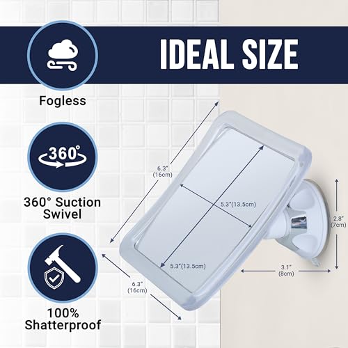 Fogless Shower Mirror for Shaving, 6.3" Anti-Fog