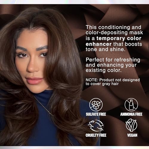 IGK Brown Bella Color Depositing + Conditioning Hair Mask | Chocolate Brown - Brunette Espresso Tones | Hydrating Semi-Permanent Gloss Toner Treatment
