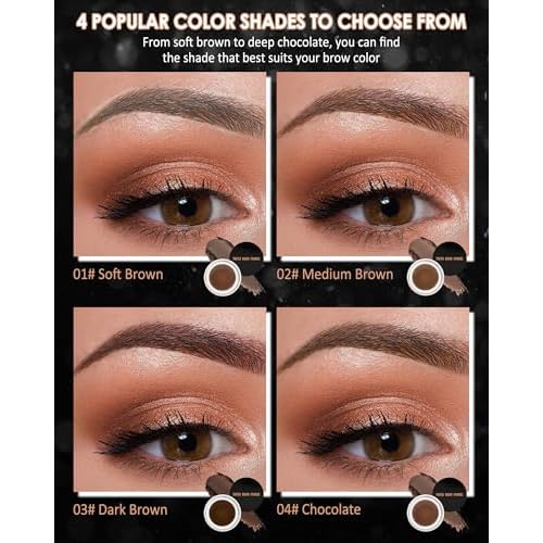 Eyebrow Pomade Kit,Long Lasting Waterproof Medium Brown Tinted Eye Brow Pomade Set with Brush Razor,Smudge-proof Eyebrow Cream Tint Brow Tinting Gel,Christmas Makeup Gift for Women Girl-02