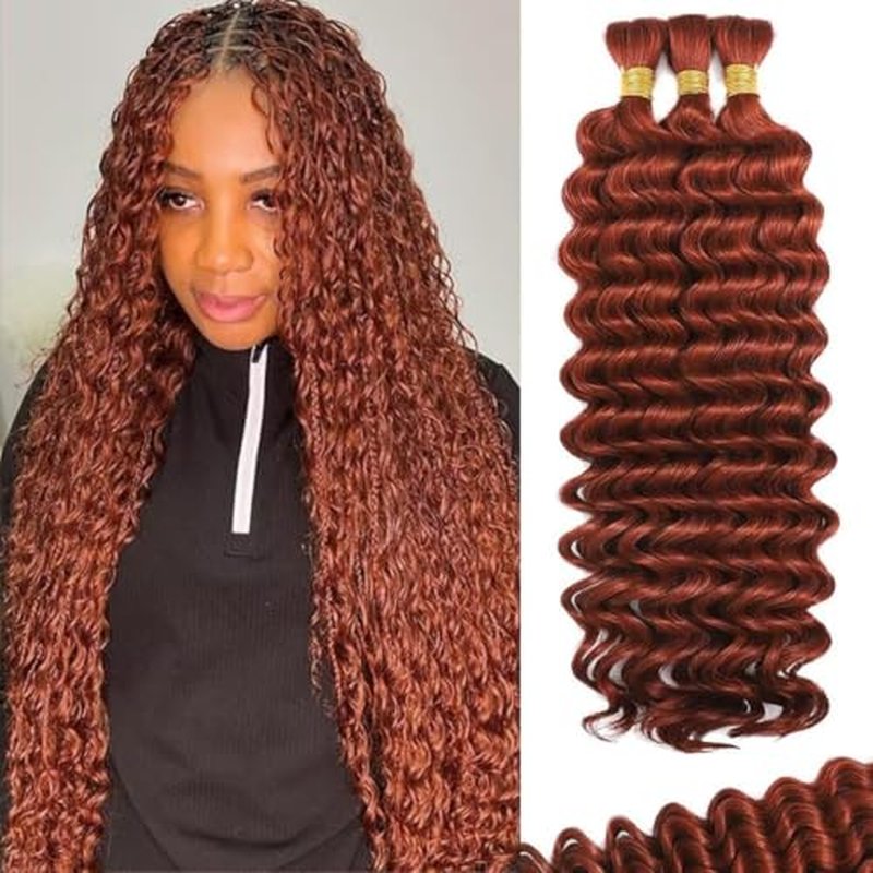 350 Burgundy Boho Human Braiding Hair 120g Deep Wave